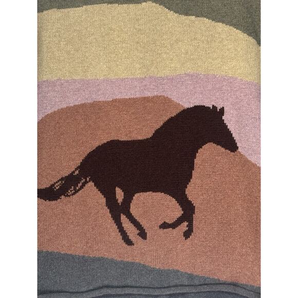 Western Womens Retro Roll Neck Horse Sunset Sweater Rustic Ranch Cotton Knit XXL - Picture 3 of 7
